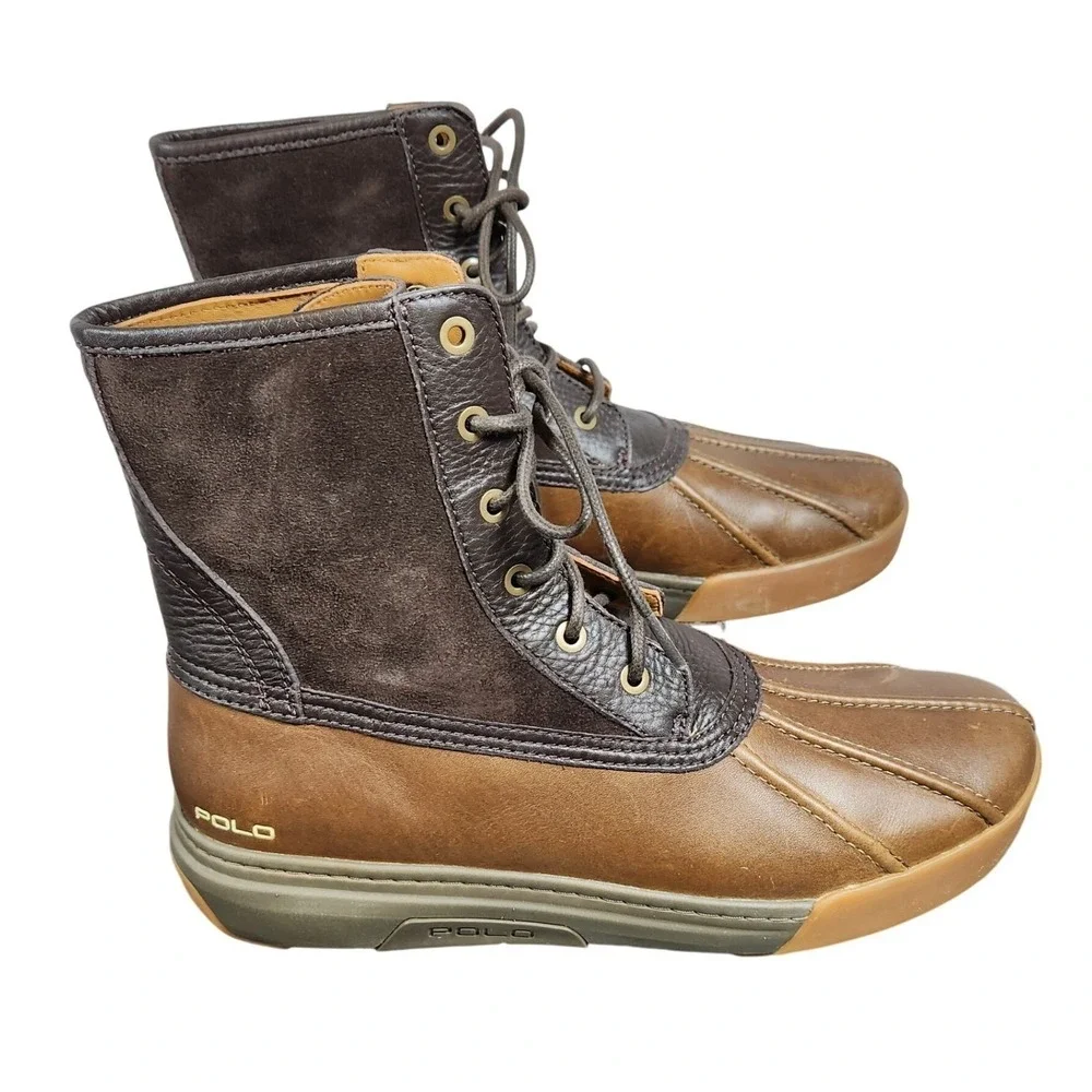 Polo Ralph Lauren Declan Men Brown Leather Duck Boots RLite Cushioning 11D 14557